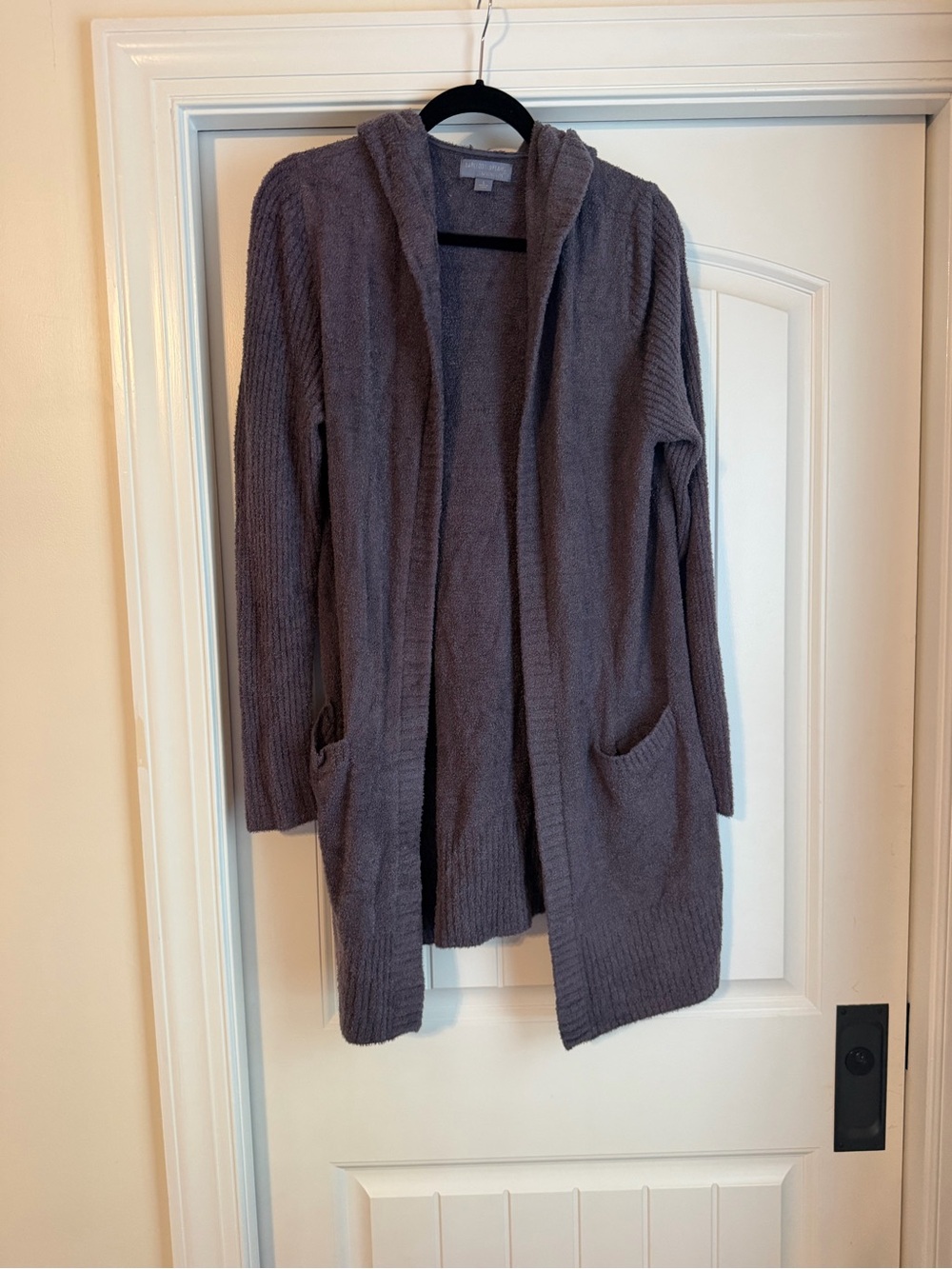 Barefoot dreams cozy chic lite hooded cardigan size L blue.